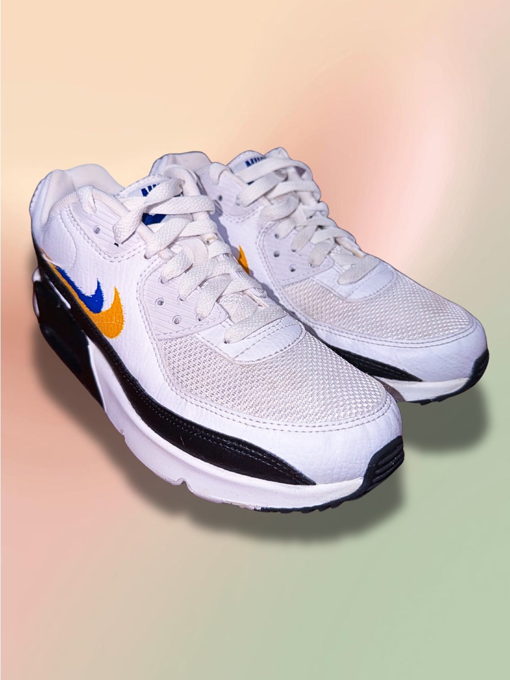 Nike Air Max 90 Double Swoosh GS 4Y White Gold Royal Blue FJ4592-100